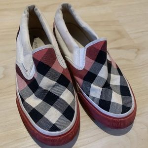 Burberry Plaid Slip On Shoes